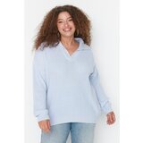 Trendyol Curve Blue Shirt Collar Knitwear Sweater Cene