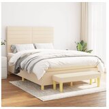 vidaXL Box spring postelja z vzmetnico krem 140x200 cm blago Cene