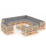 The Living Store Vrtna sedežna garnitura 14-delna z blazinami trdna borovina - Vrtna Sedežna Garnitura, (21468084) | Shoptok.si