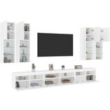 vidaXL 7-dijelni set zidnih TV ormarića s LED svjetlima bijeli | shoptok.hr