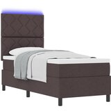 vidaXL Postelja s škatlastim vzmetenjem z vzmetnico & LED temno rjava 80x200 cm tkanina, (22083083) | Shoptok.si