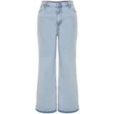 Trendyol Curve Light Blue Leg Color Block Wide Cut Jeans