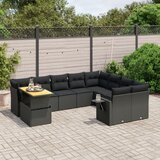 vidaXL 10-dijelni set vrtnih sofa s jastucima crni od poliratana | shoptok.hr