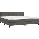 Box spring postelja z vzmetnico LED temno siva 200x200 cm žamet, (20789726) | Shoptok.si
