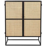 Visoka komoda iz črnega ratana 80x100 cm Guuji - White Label