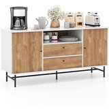  Moderna samoposlužna kavana s kliznim vratima 150 x 45 x 74 cm bijela + hrast | shoptok.hr