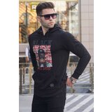 Madmext Men's Black Hooded Printed Sweatshirt 2779 Cene