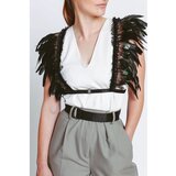 Fenzy Grudnjak S Rastezljivim Naramenicama S Perjem, Crni | shoptok.hr