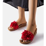 D/CEO Gemre Red flip-flops with a flower on a cork sole Anjali | Shoptok.si