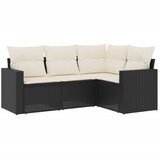 Maison Chic Seti vrtnega pohištva - Vrtna garnitura - Vrtni pohištvo set 4-delna z blazinami črna poli ratan, (21819864) | Shoptok.si
