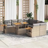 vidaXL 9-dijelni set vrtnih sofa s jastucima bež od poliratana bagrem | shoptok.hr
