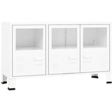  Komoda bela 105x35x62 cm kovina in steklo | Shoptok.si