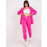 Fashion Hunters Fluo pink fabric pants with an elastic waistband Cene