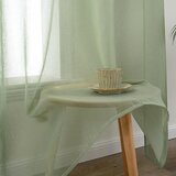MIULEE 175 × 140 cm Transparentne voil zavese z rinkami, žajbljevo zelene | Shoptok.si