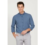 AC&Co / Altınyıldız Classics Men's Navy Blue Slim Fit Slim Fit Buttoned Collar Flannel Lumberjack Winter Shirt Cene