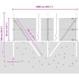 vidaXL Šesterokotna ograja Siva 0.5x10 m Jeklo, Ograjne palice 7 kosov Siva Ø32 mm 100 cm Galvanizirano jeklo | Shoptok.si