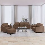 vidaXL Sedežna garnitura 4-delna z vzglavniki rjavo blago, (20924645) | Shoptok.si