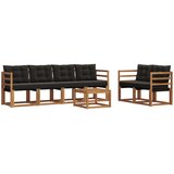  Set vanjskih sofa s jastukom 7 pcs Prirodna i crna | shoptok.hr