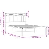 Metalni Kovinski posteljni okvir z vzglavjem bel 107x203 cm | Shoptok.si