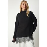 Happiness İstanbul Women's Black Lace Detailed Knitwear Sweater Cene