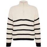 Trendyol Stone Soft Texture Zippered Knitwear Sweater Cene