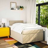 vidaXL Box spring postelja z vzmetnico krem 120x190 cm blago, (21306277) | Shoptok.si