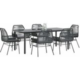 vidaXL Vrtna garnitura - 7-dijelni vrtni blagovaonski set s jastucima crno - Crna 200 x 100 x 74 cm 6 | shoptok.hr
