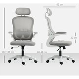 Ergonomska uredska stolica s mrežastim naslonom podesiva visina sklopivi nasloni za ruke 5 kotačića funkcija ljuljanja siva | shoptok.hr