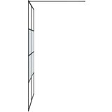 Pregrada za tuš crna 140 x 195 cm s napola mutnim staklom ESG | shoptok.hr