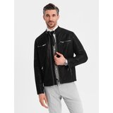 Ombre Men's retro-style biker jacket with stand-up collar - black | shoptok.hr