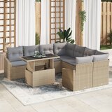 vidaXL 9-delni vrtni set kavčev s blazinami bež poly rattan | Shoptok.si