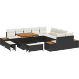  13-dijelni set sofe za vrt s jastučićima crni poli ratan akacija | shoptok.hr