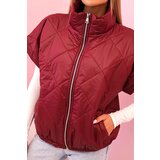 Kesi Włoski Women's quilted vest with short sleeves and a stand-up collar red | Shoptok.si