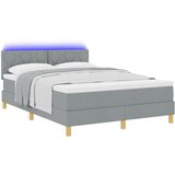 vidaXL Postelja z box springom z vzmetnico & LED svetlo svetlo siva 160x200 cm tkanina Cene