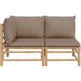  Sedežna garnitura 2-delna s taupe blazinami bambus | Shoptok.si