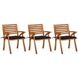 Maison Chic Vrtni jedilni stoli - Stol za vrt z blazinami 3 kosi trden akacijev les JS430, (21879017) | Shoptok.si