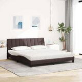  Postelja z vzmetnico temno rjava 180x200 cm blago | Shoptok.si