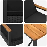  Set vanjskog namještaja s jastukom 4 pcs Crna poliratan | shoptok.hr