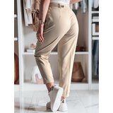 DStreet Eleganckie spodnie damskie plisowane z paskiem PLISSO beżowe | Shoptok.si