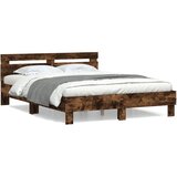 Furnova Posteljni okvir z vzglavjem dimljen hrast 140x200 cm inž. les, (21939767) | Shoptok.si