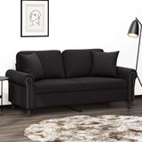 vidaXL Kavč dvosed z okrasnimi blazinami črn 140 cm žamet | Shoptok.si
