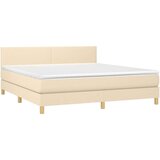  Box spring postelja z vzmetnico LED krem 180x200 cm blago | Shoptok.si