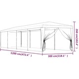 vidaXL Vrtni šotor z 10 mrežastimi stranicami moder 3x12 m HDPE | Shoptok.si