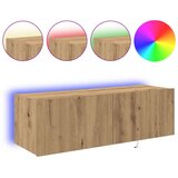 TV zidna ormar s LED svjetlima Artisan hrast 100x35x31 cm | shoptok.hr