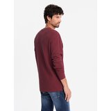 Ombre Button up neck men's waffle knit longsleeve - maroon | Eponuda.ba