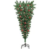 vidaXL Obrnjen umetni božični drevesec s setom žogic Zelena 150 cm PVC | Shoptok.si