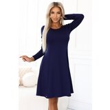 Numoco 567-2 Comfortable trapeze dress with long sleeves - navy blue Cijene