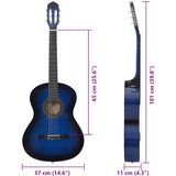  Klasična gitara za početnike plava 4/4 39" od drva lipe | shoptok.hr