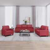  3-dijelni set sofa s jastucima boja vina od umjetne kože | shoptok.hr
