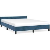 The Living Store Posteljni okvir z vzglavjem temno moder 140x190 cm žamet - Posteljni Okvir Z Vzglavjem, (21492298) | Shoptok.si